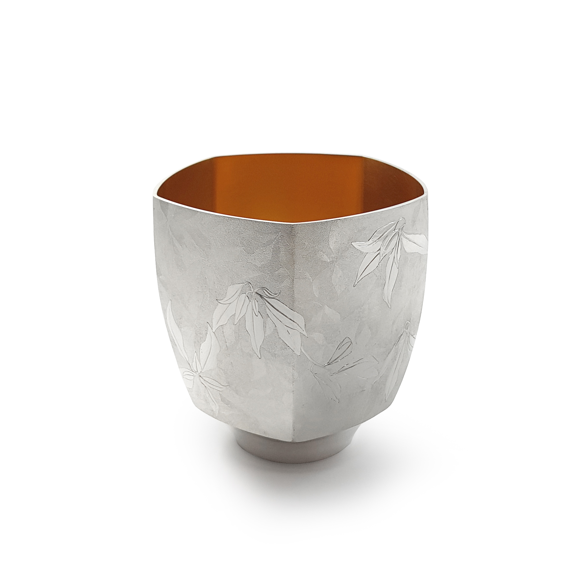 Angus McFadyen, Pieris Vase, 2021, sterling silver, gilt interior, H10xW10xD10cm