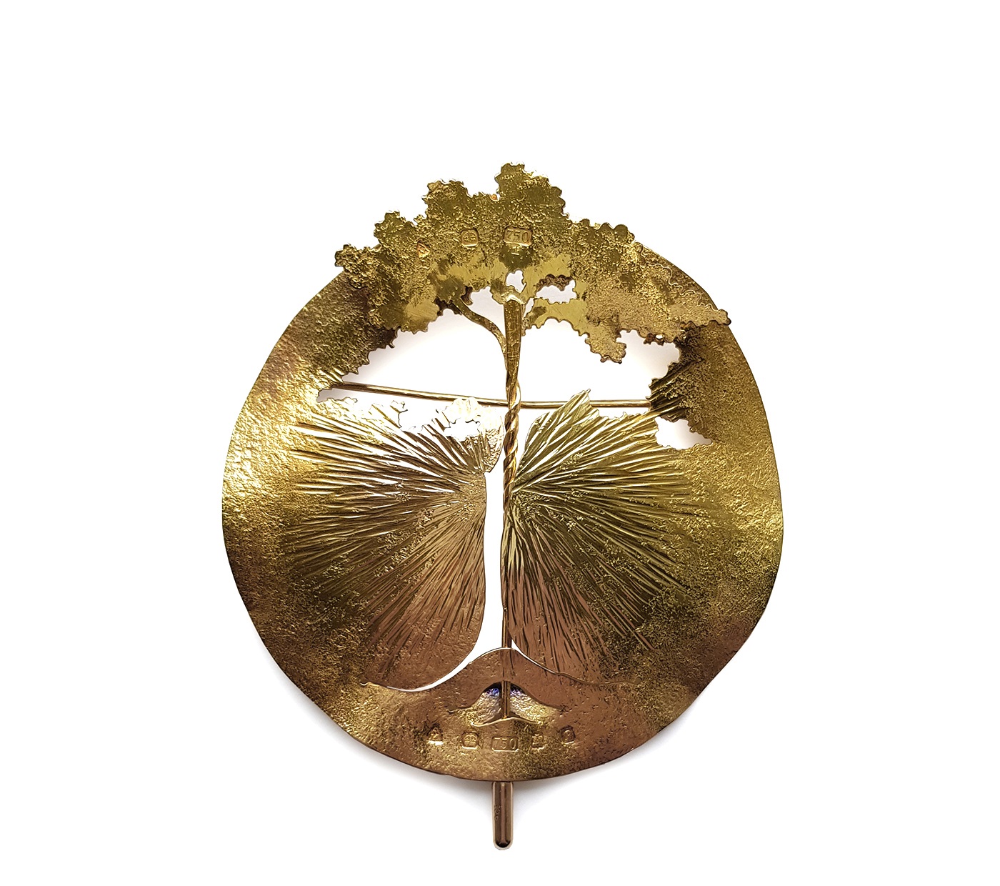 Malcolm Appleby Tree Brooch & Pin, 1989, 18ct gold, H9.5xW8cm 