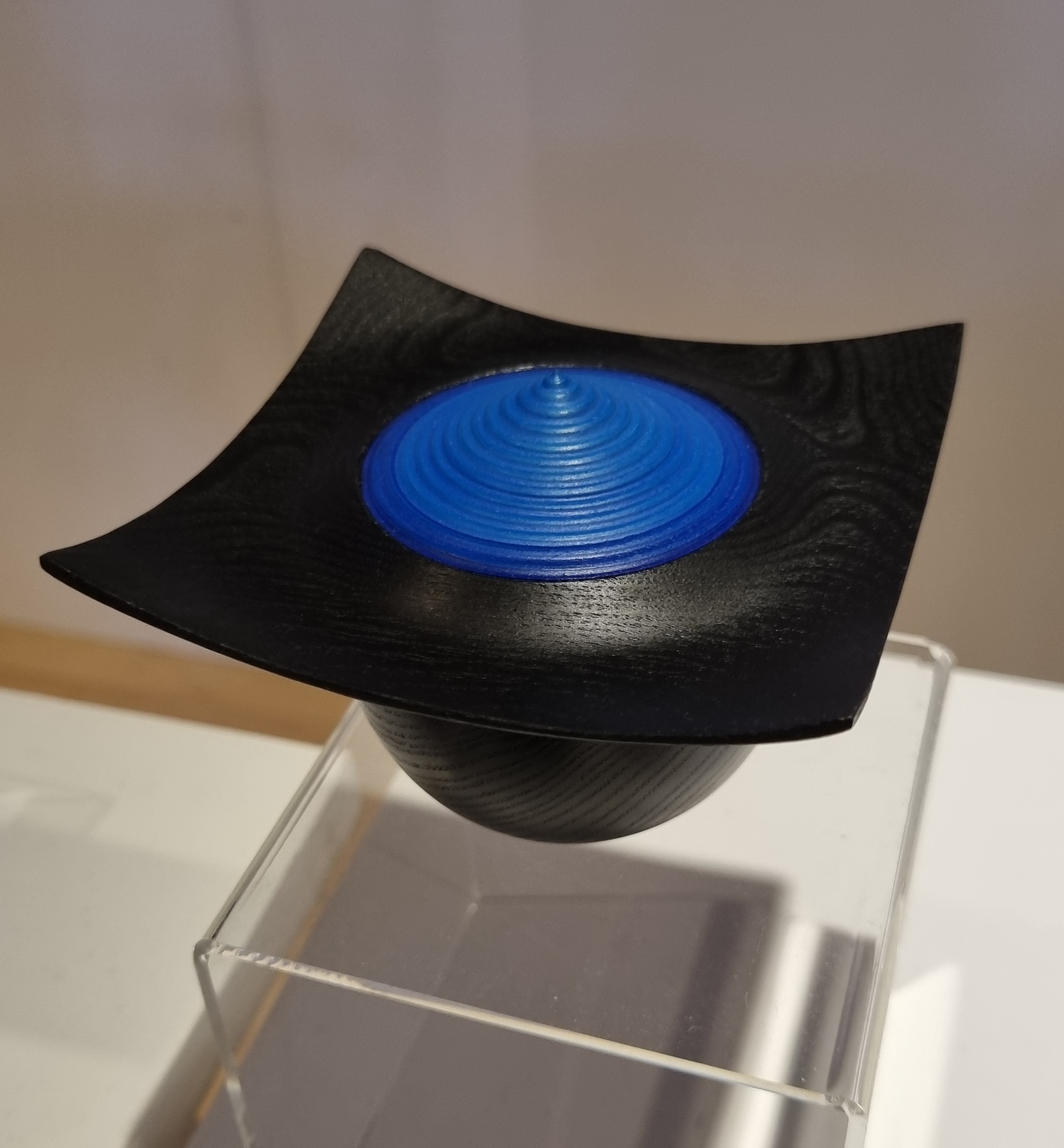 Black Ash Box with blue lid by Kevin Hutson Wood