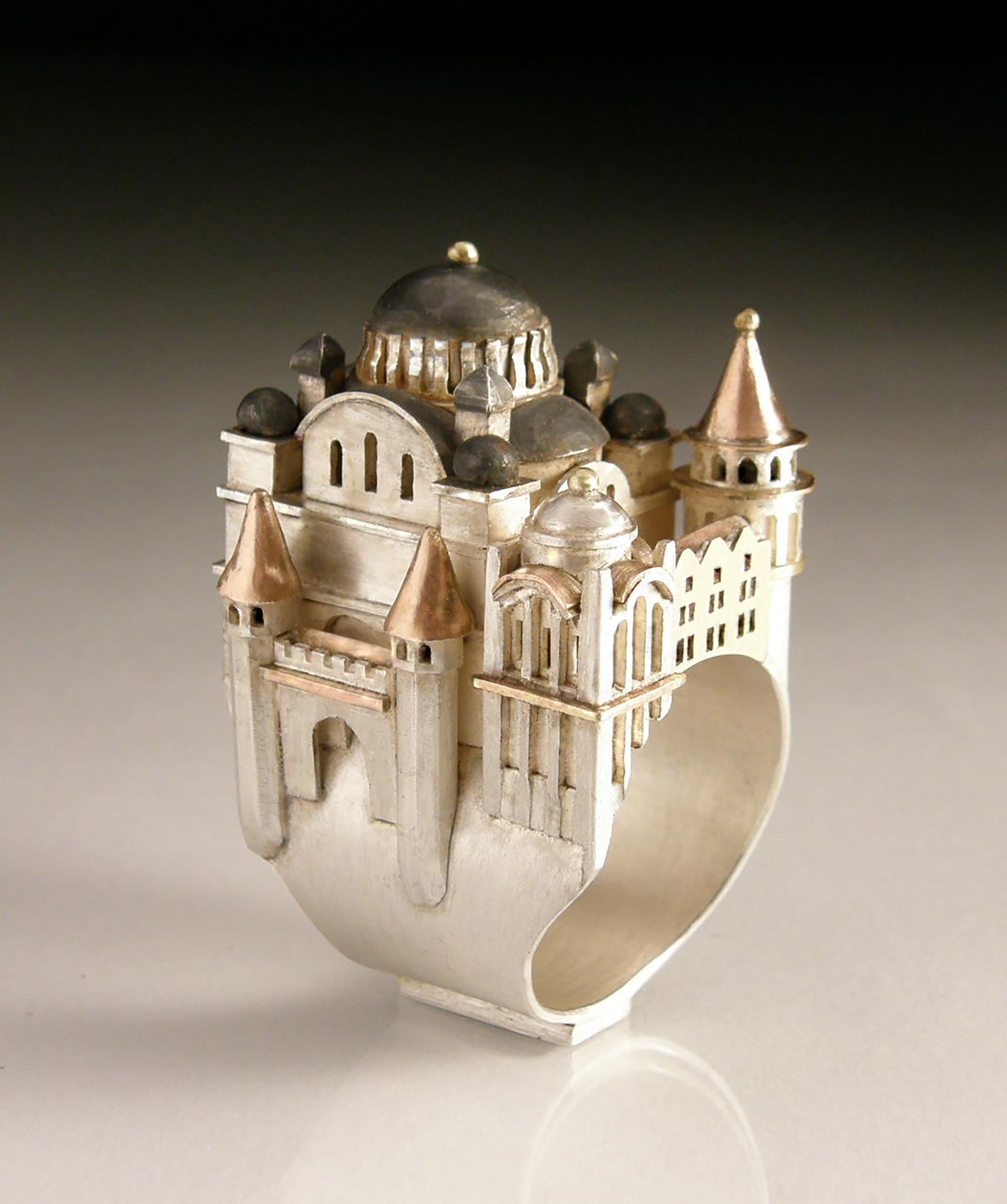 Istanbul Ring, 2011, silver, oxidised silver with red gold, 25x47x26mm deep