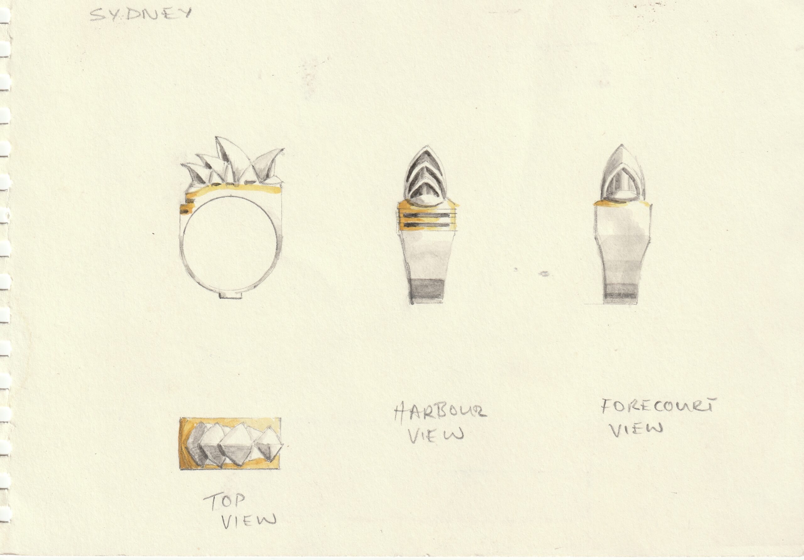Sydney Opera House ring sketches