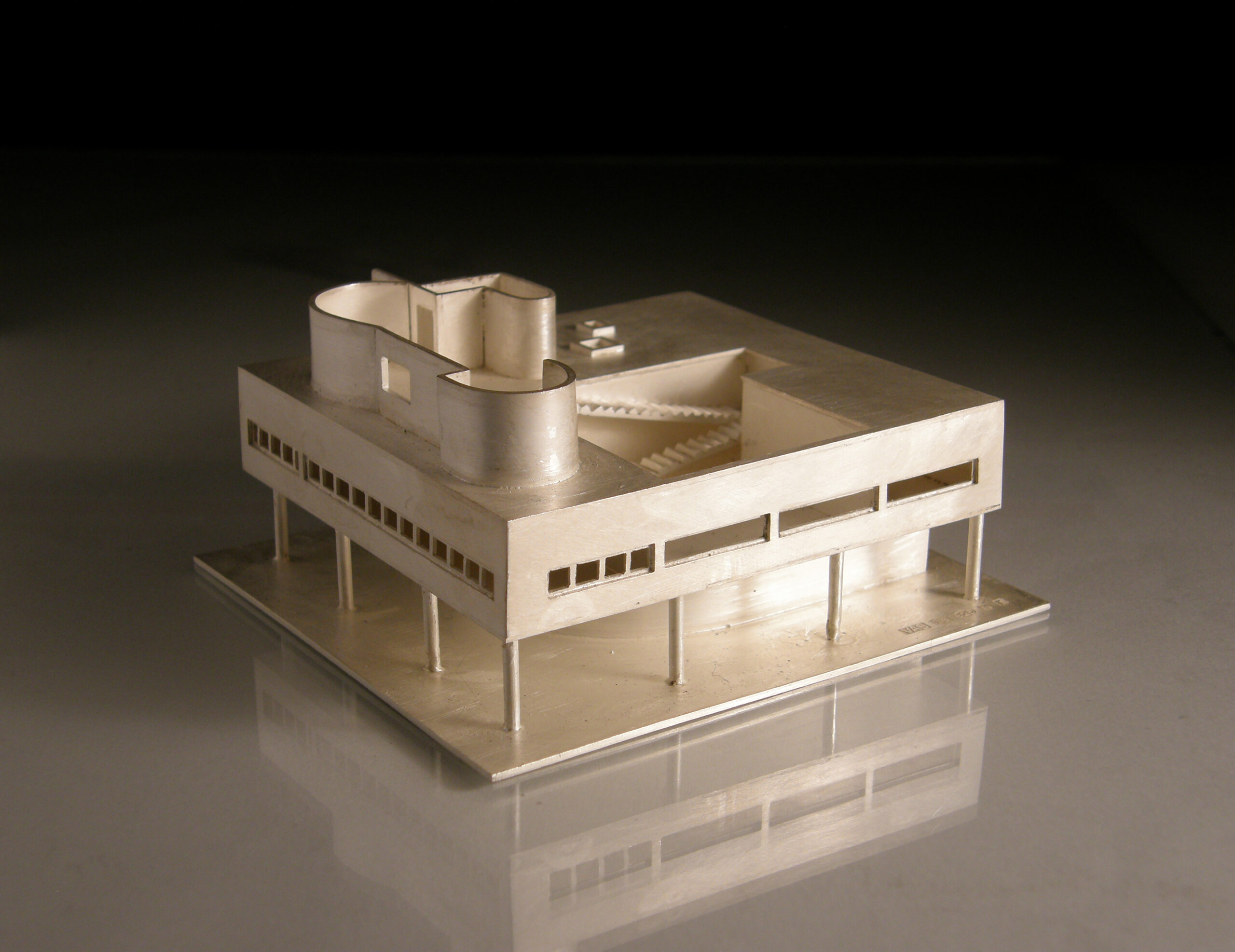 Villa Savoye box, 2016, silver with yellow gold plate inside, 80x80x38mm deep