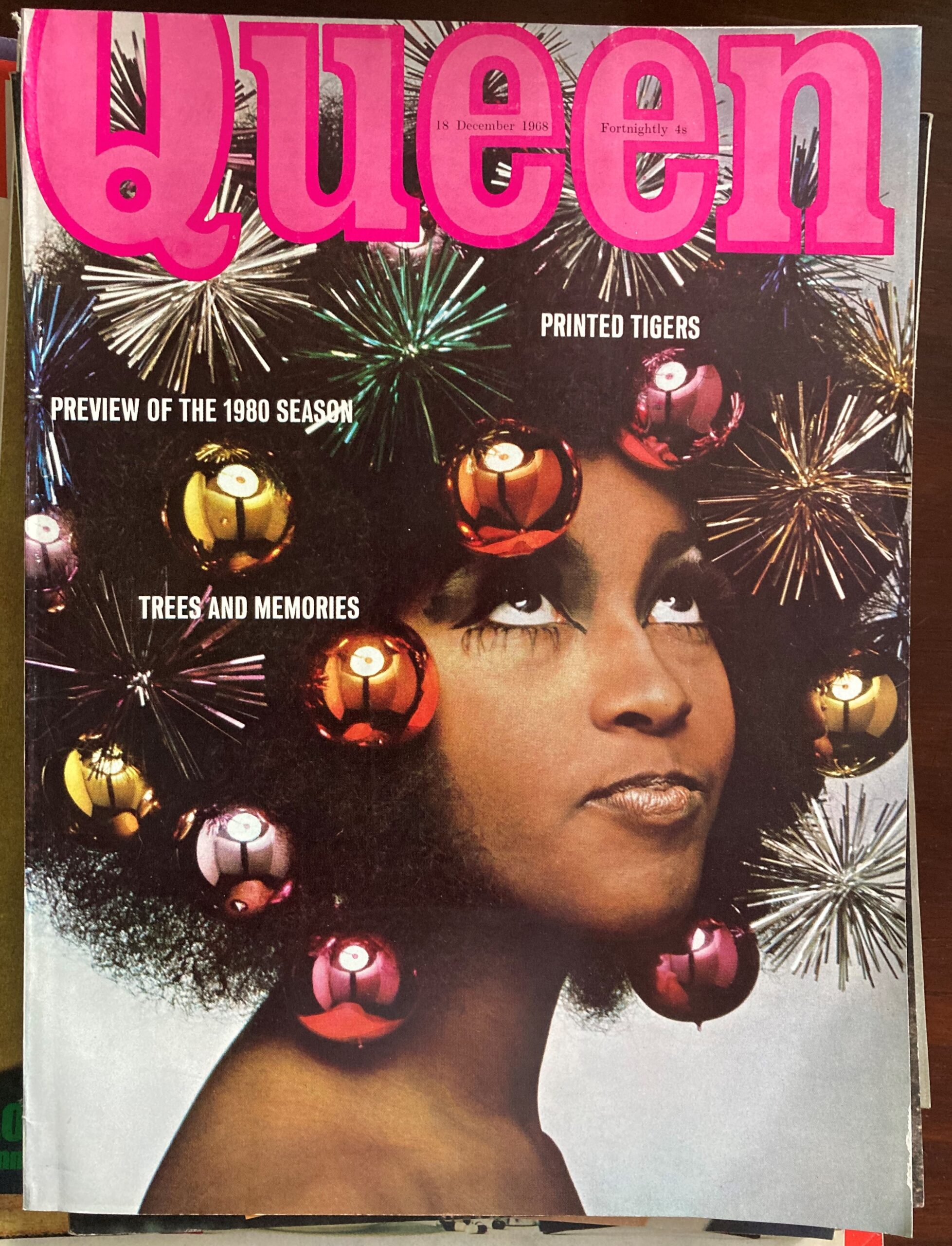Marsha Hunt photographed by John Vaughan for Queen magazine, 18 December 1968, courtesy of Tower Library (image taken from the cover, prior to being framed for the show)