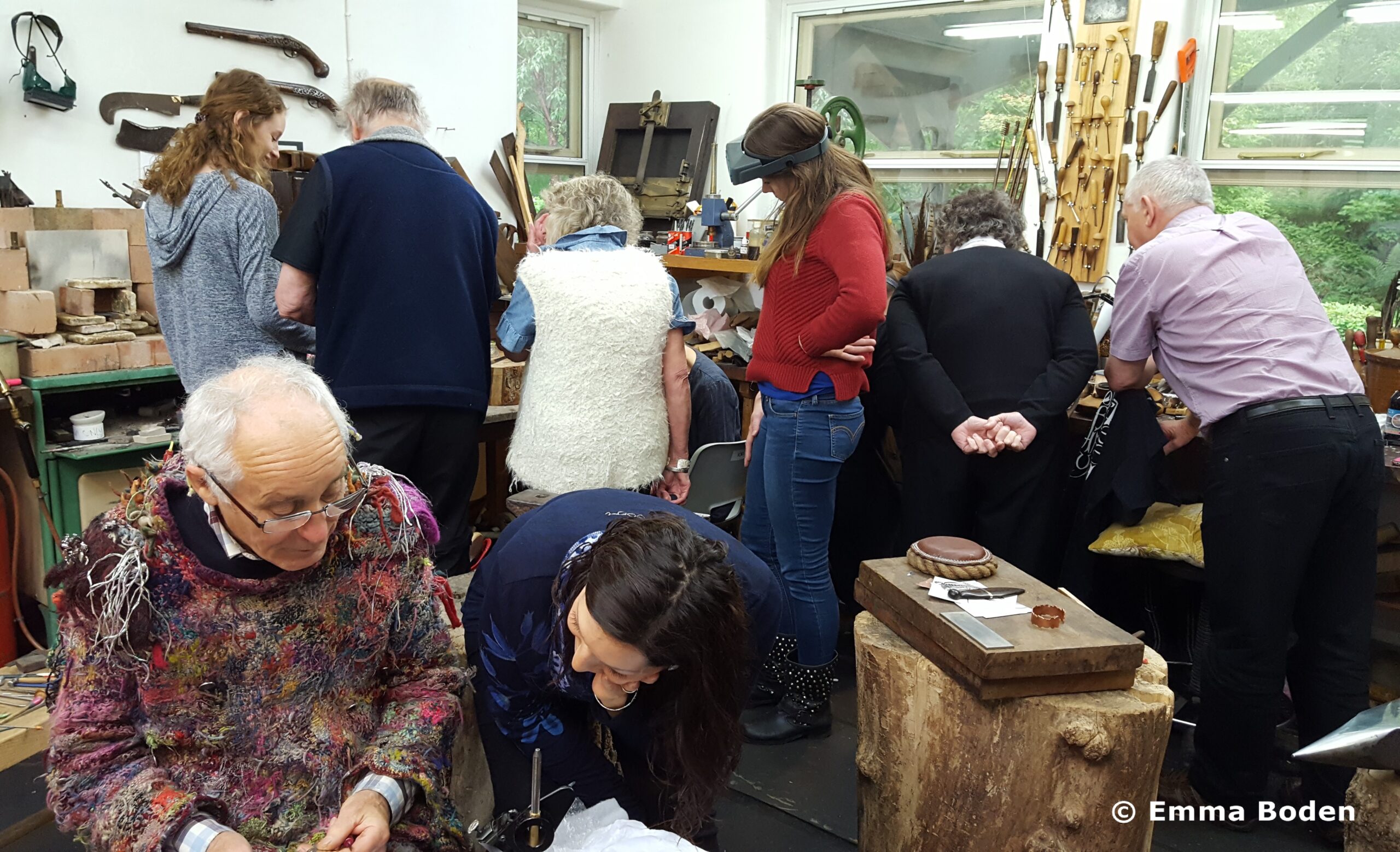 Buzzing workshop with Malcolm and Miriam discussing a project in the foreground, © Armadillo Central, 2017