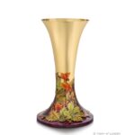 Henn of London Longido Ruby, 18ct spun and polished gold, hand engraved and hand enamelled vase, base 160mm, top 132mm, 280mm high