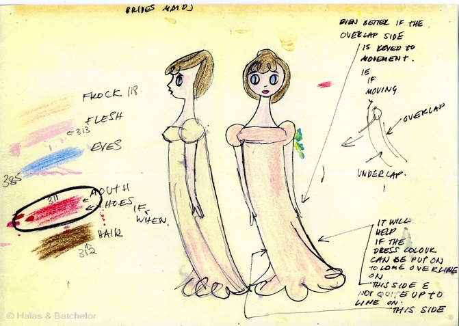 Joy Batchelor annotated sketch for Ruddigore