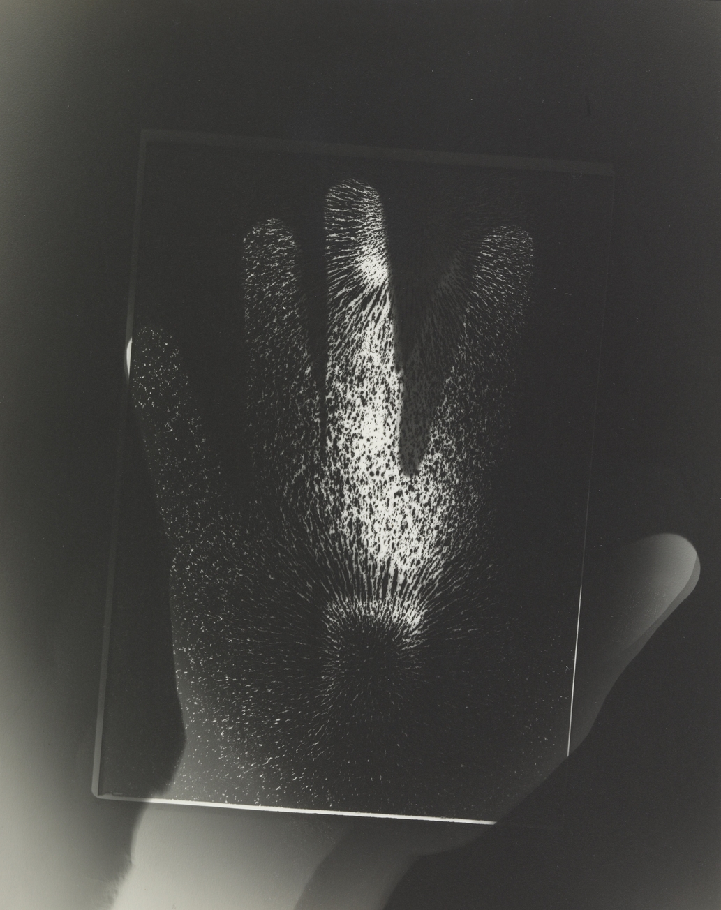 György Kepes, 1906-2001, Hand and Magnet, Photogram c. 1939-40, Photograph, gelatin silver print on paper, 253 x 203 mm, © estate of György Kepes