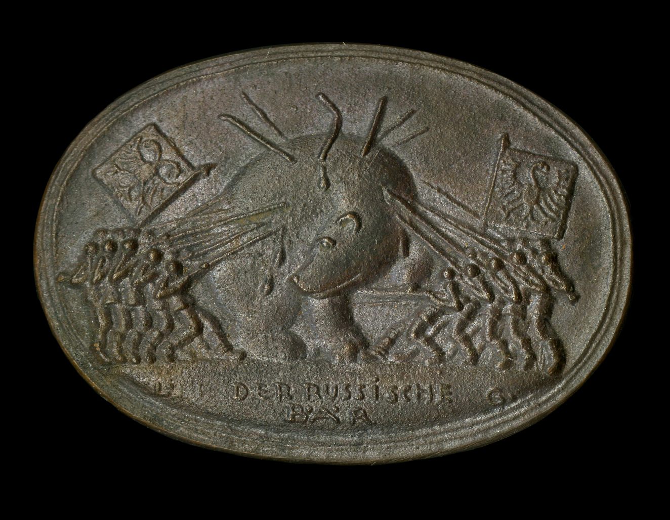 The Russian Bear, by Ludwig Gies, 1917-1918. Russia wounded by the central European powers on either side.