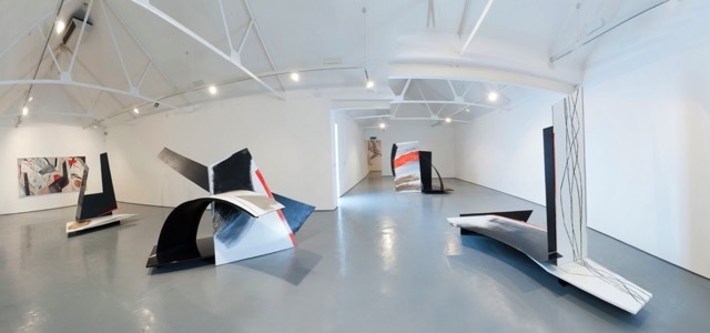 Vitreous enamelled steel ‘VOLUME SCULPTURES’ for ‘LIVES OF SPACES’ EXHIBITION, West Gallery, Quay Arts, 2012, Lisa Traxler