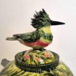 Debra Kuzyk porcelain Kingfisher lidded vessel