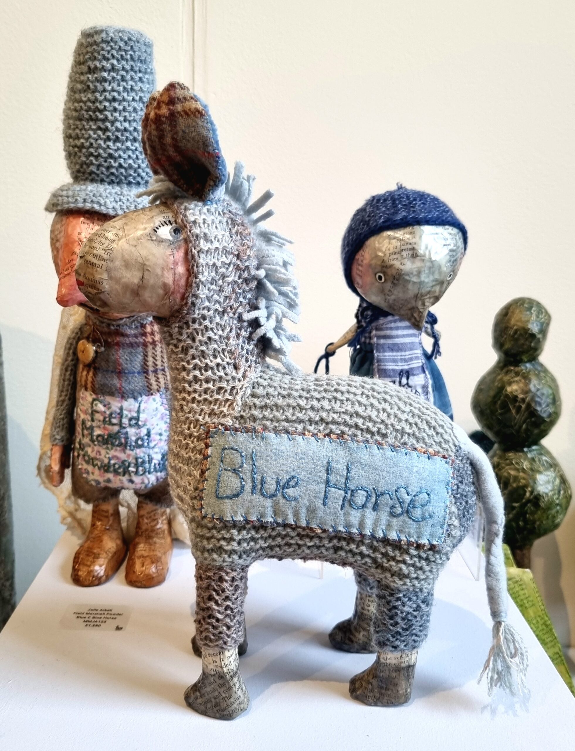 Julie Arkell's wondrous characters, glimpsed in her mind's eye, were hugely popular judging by the quantity of red dots. She loves used and found materials, mixing scraps with textiles, paper and glue to form a delightful mixed-media menagerie. Represented by CAA.