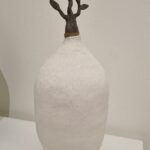 Susan Moxley, Pitharia with Baobab Tree, bisque fired stoneware, clay tree, 54x22x22cm