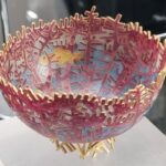 Red Fan Coral plique-à-jour bowl, 38 feet of 24ct wire for design – silver base gold plated, by Alexandra Raphael