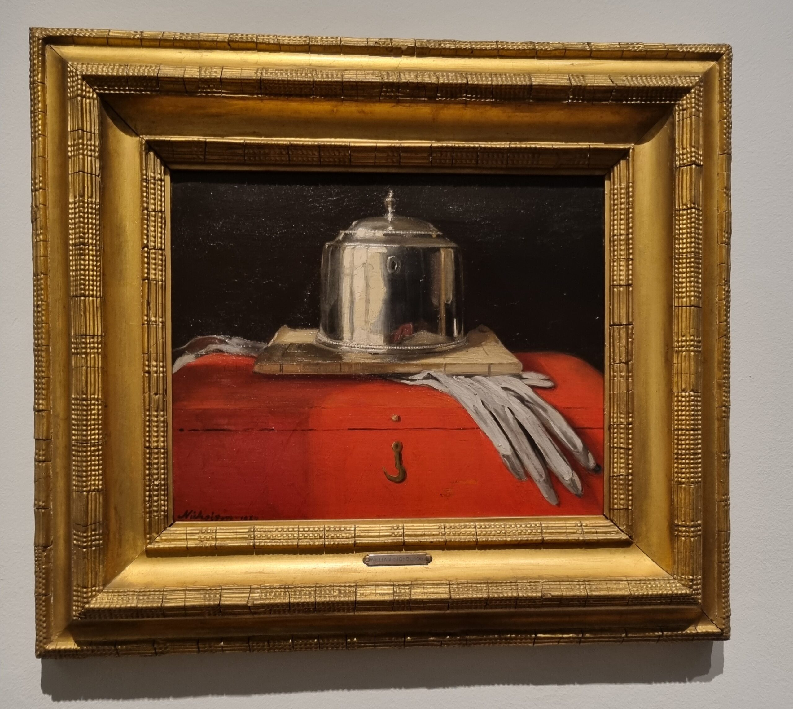 The Silver Casket and Red Leather Book 1920 oil on panel