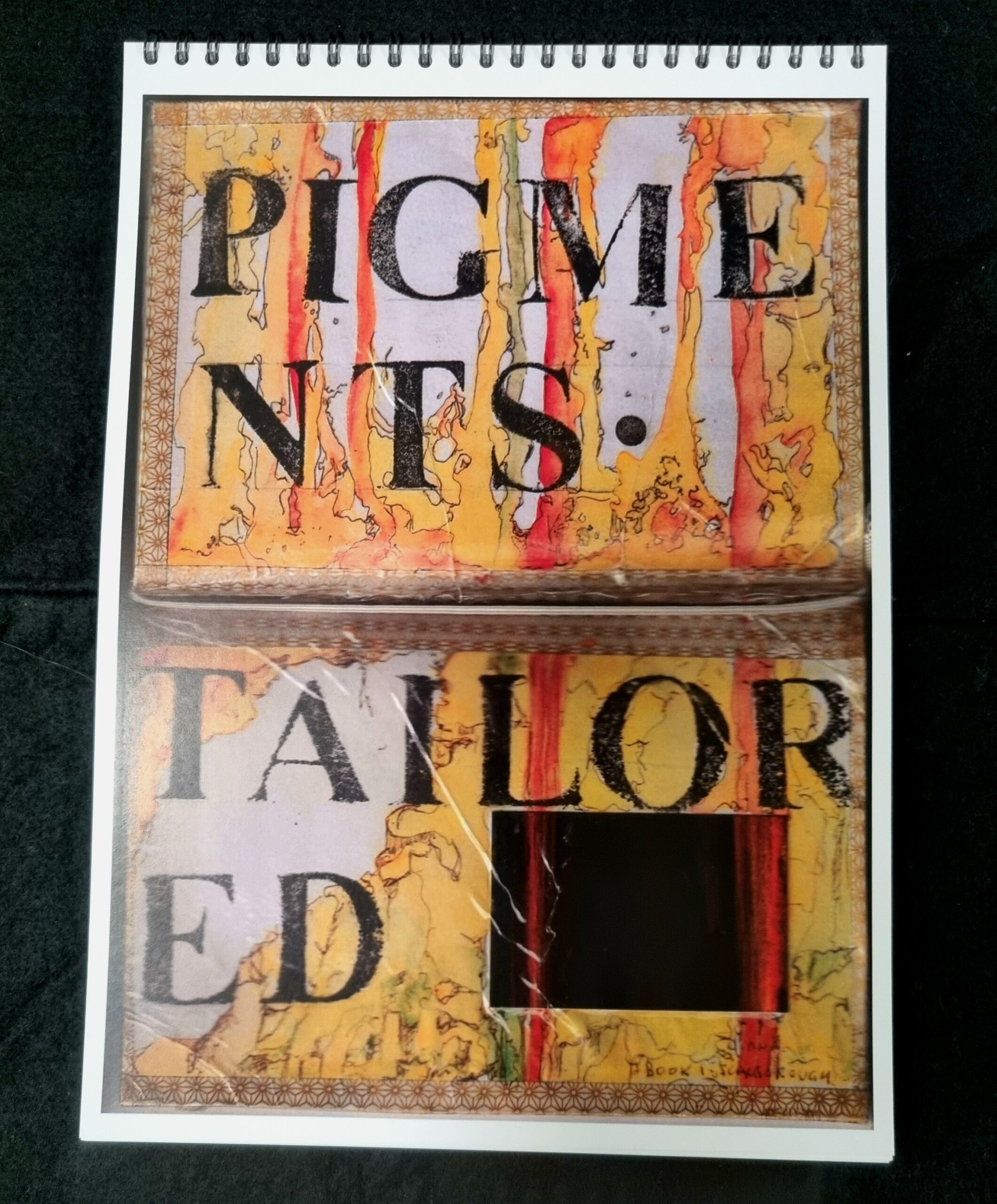 A copy of Tailor Made Pigments artist's book, documenting Diana Scarborough's Fruk Lab residency