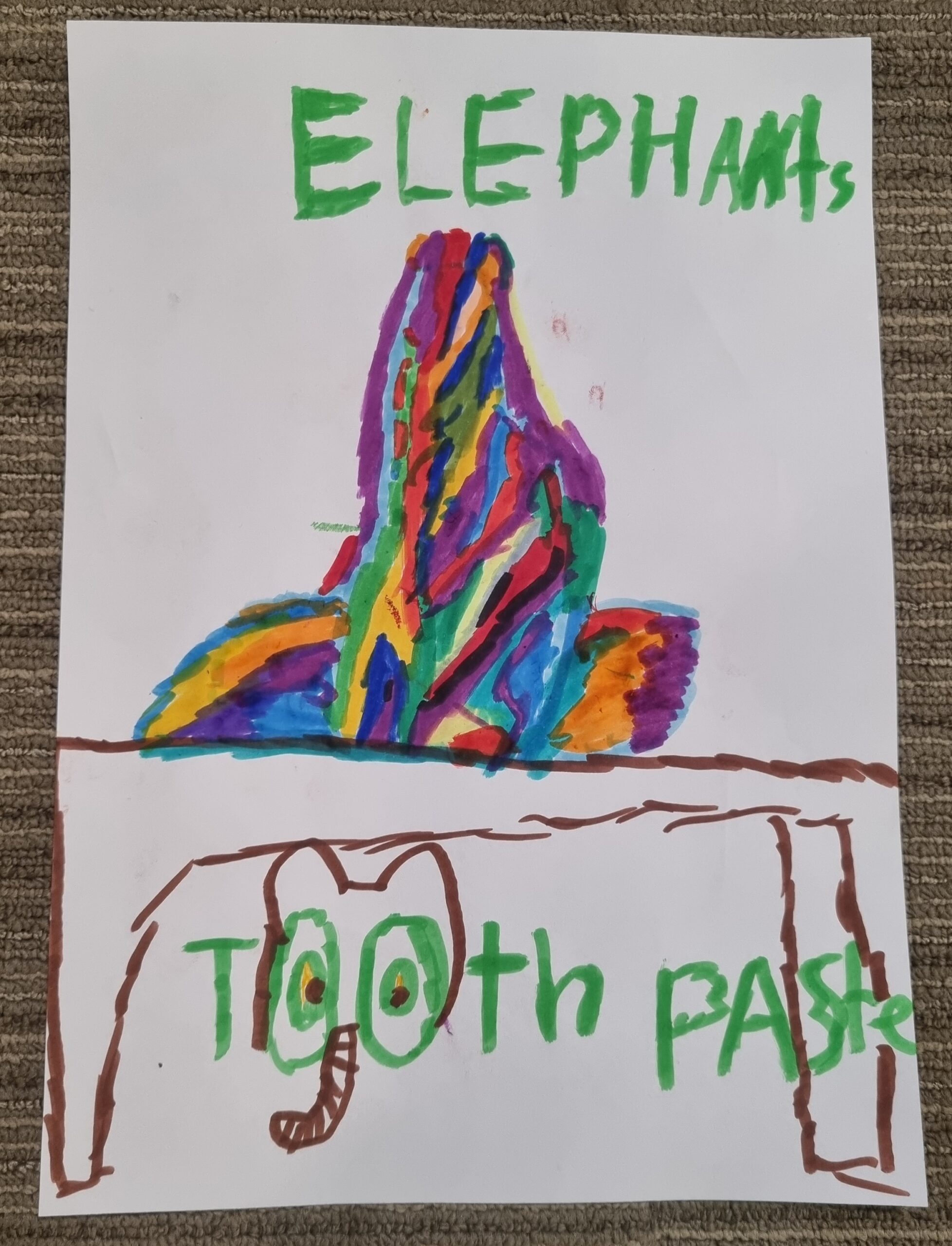 Fabulous colourfuelled drawing inspired by the 'Geraldine the Elephant and the Science of Foam' workshop at Cambridge Festival 2026