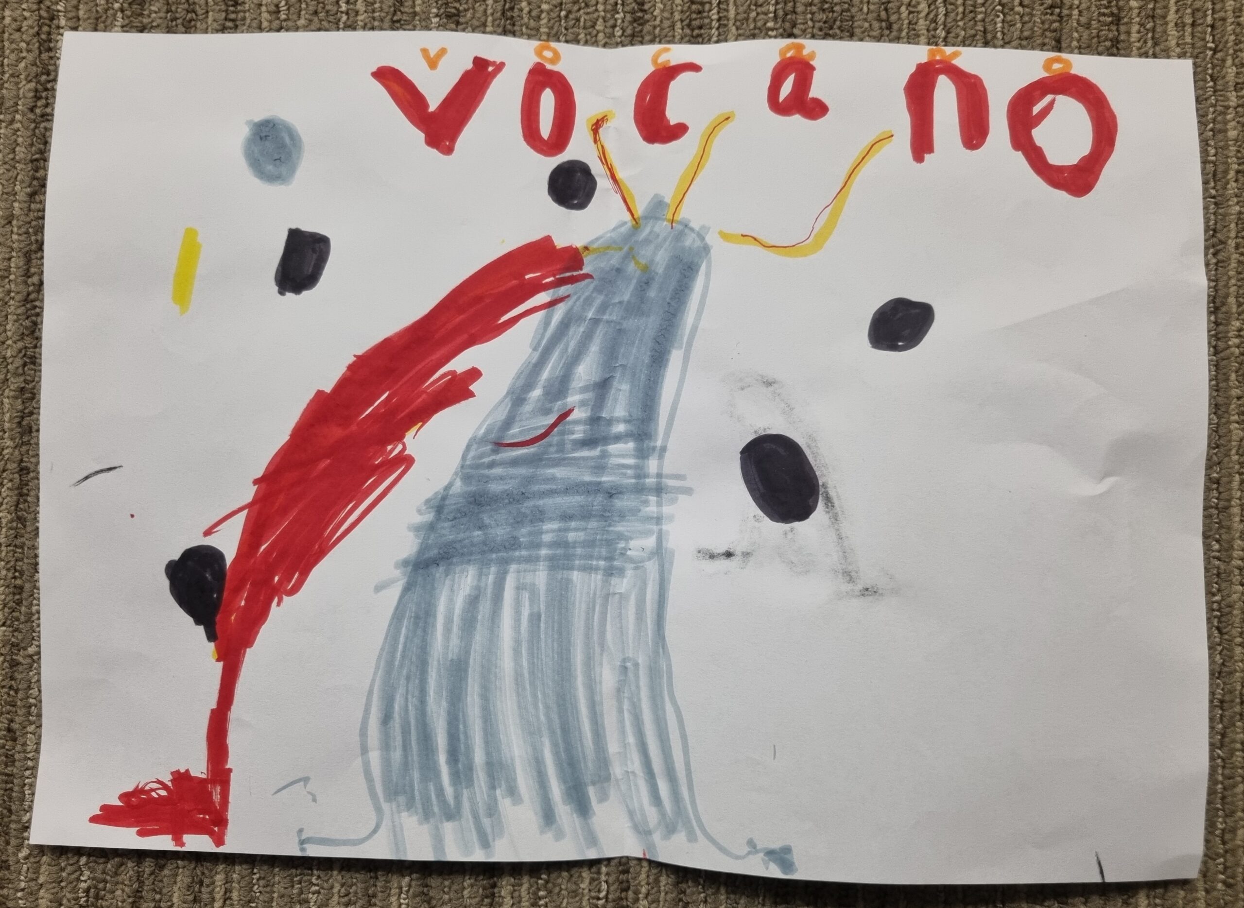 A wonderfuelled drawing inspired by volcanic explosions, discussed in the 'Geraldine the Elephant and the Science of Foam' workshop at Cambridge Festival 2026