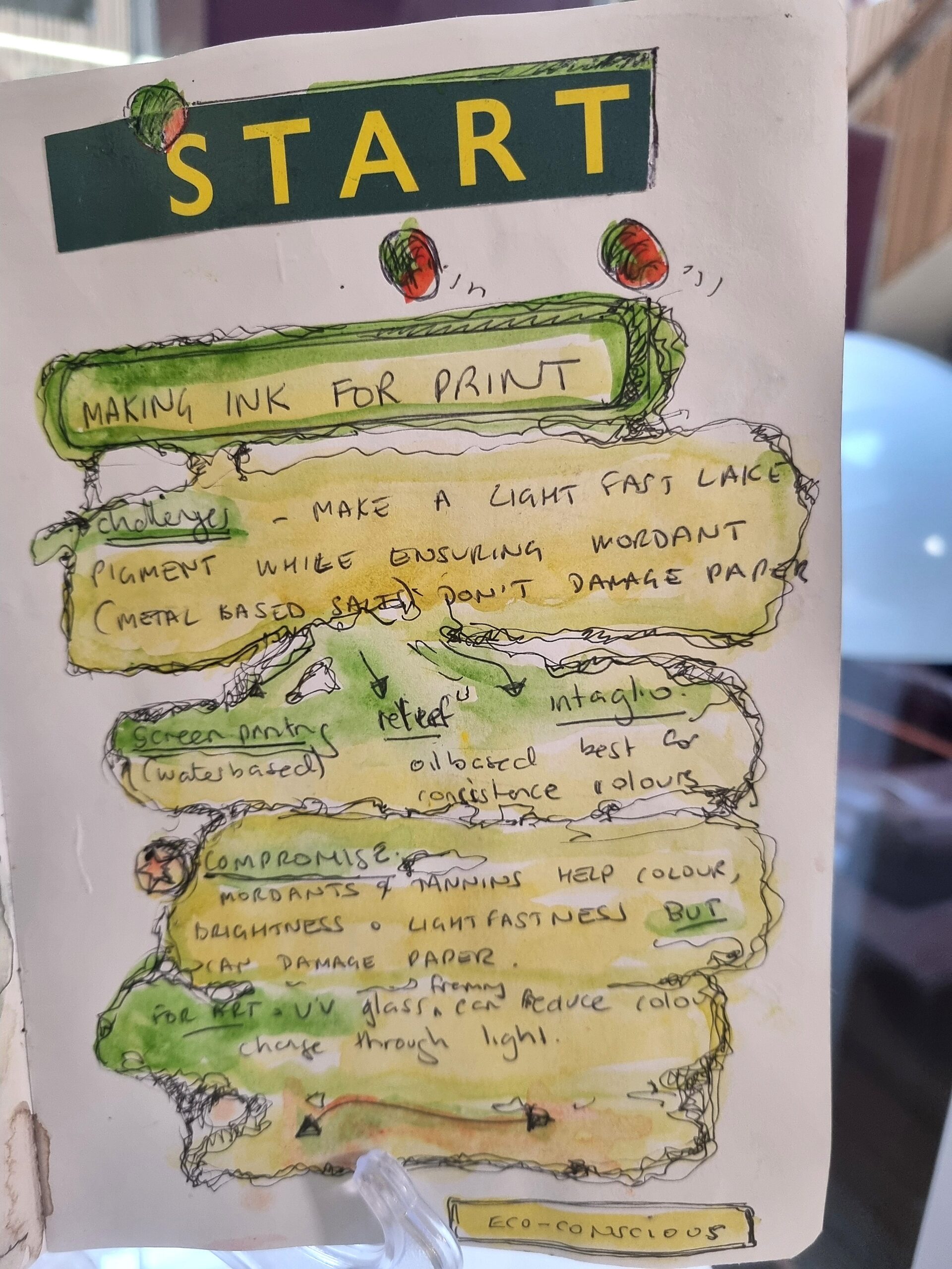 Exploring the process of dye-making in one of Diana Scarborough's artist notebooks