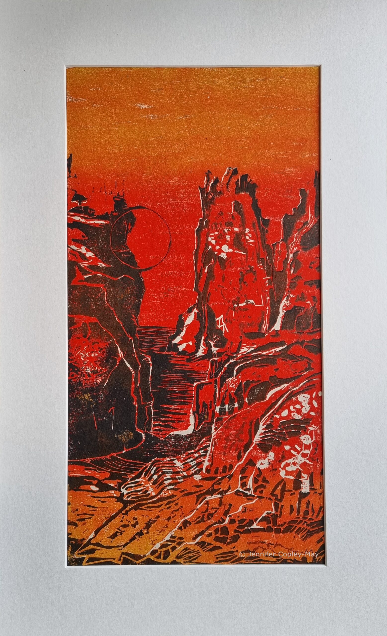 Monarch, original woodcut print, 350 x 570 mm, acid free mount