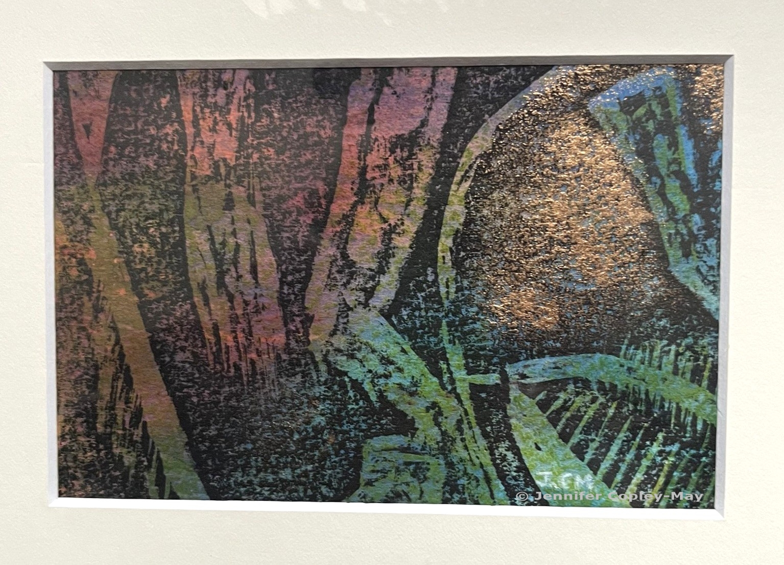 Tropical, original woodcut print, 180 x 240 mm, acid free mount
